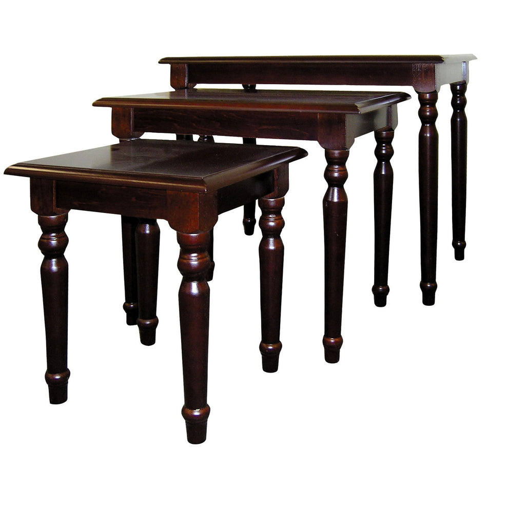 Set Of Three 19" Dark Brown Wood Rectangular Nested Tables By Homeroots | End Tables | Modishstore - 3