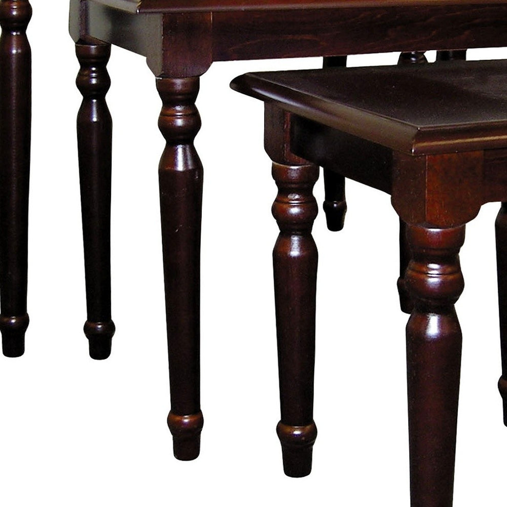 Set Of Three 19" Dark Brown Wood Rectangular Nested Tables By Homeroots | End Tables | Modishstore - 5