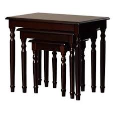 Set Of Three 19" Dark Brown Wood Rectangular Nested Tables By Homeroots