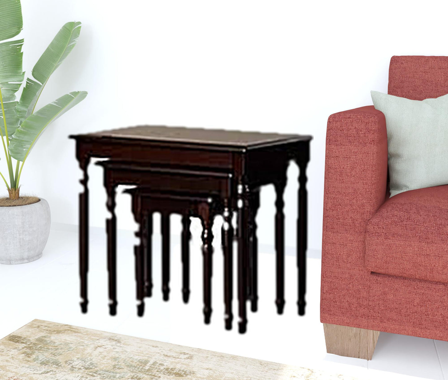 Set Of Three 19" Dark Brown Wood Rectangular Nested Tables By Homeroots | End Tables | Modishstore - 2