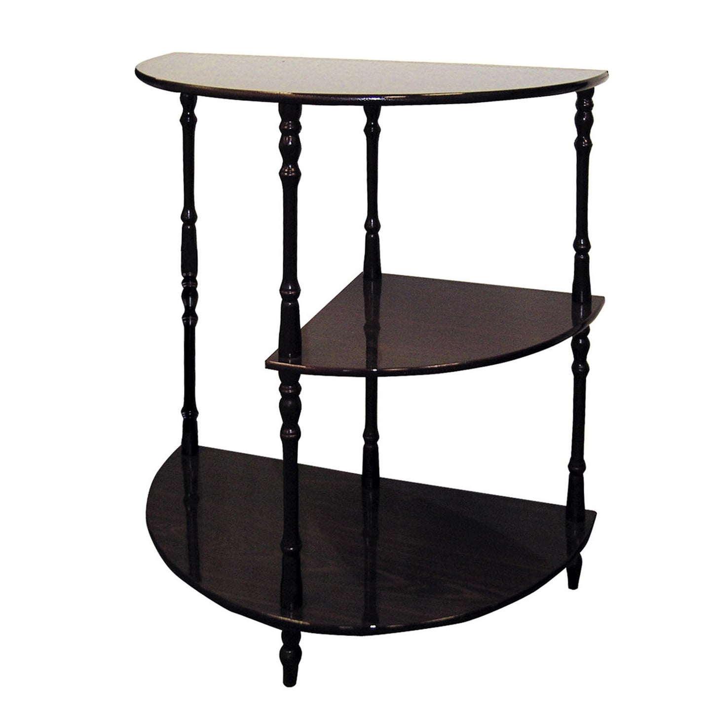 26" Brown Solid And Manufactured Wood Half Circle End Table With Two Shelves By Homeroots | End Tables | Modishstore - 3