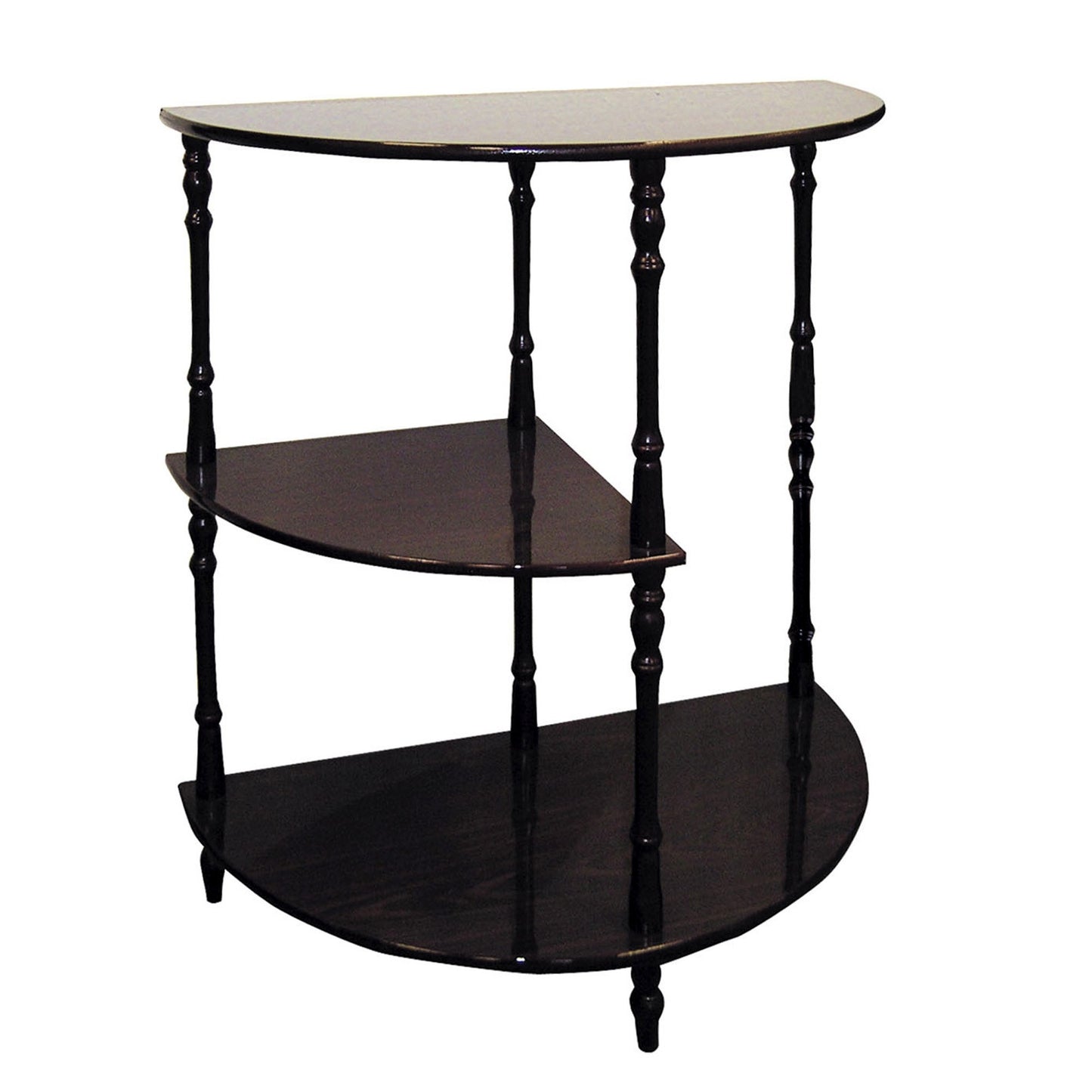 26" Brown Solid And Manufactured Wood Half Circle End Table With Two Shelves By Homeroots | End Tables | Modishstore - 2