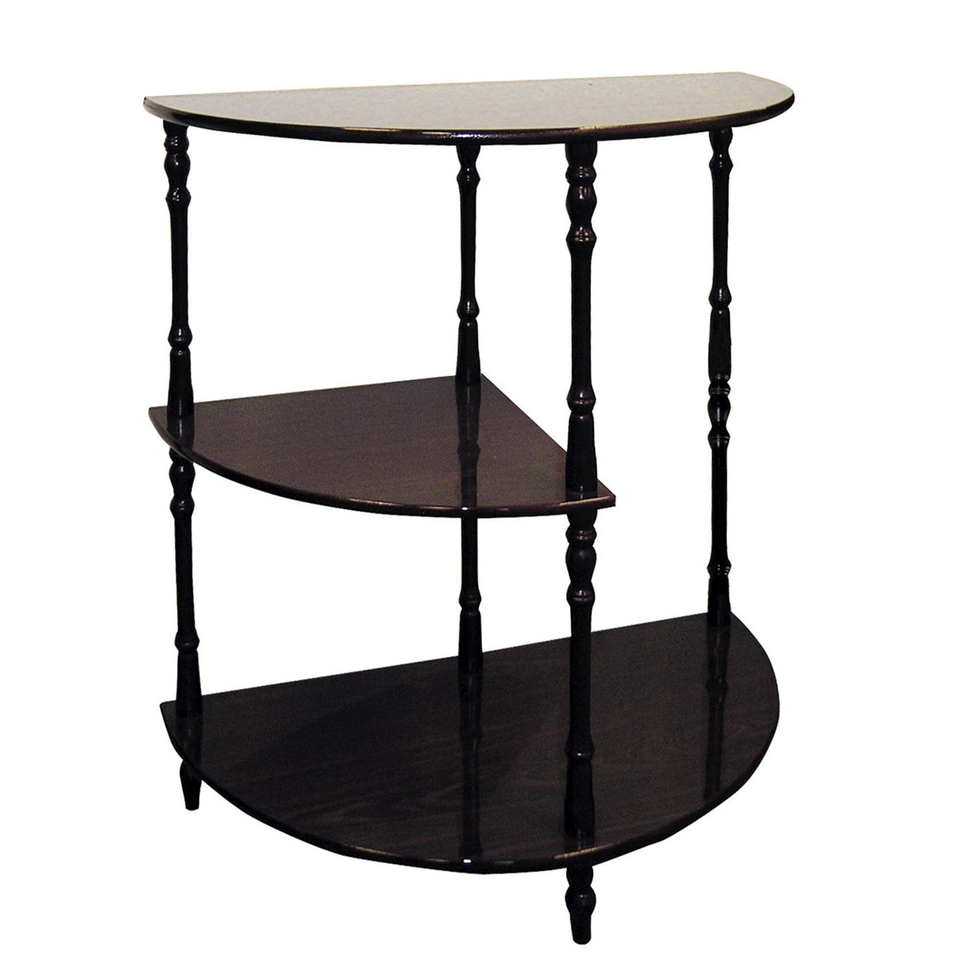 26" Brown Solid And Manufactured Wood Half Circle End Table With Two Shelves By Homeroots | End Tables | Modishstore - 2