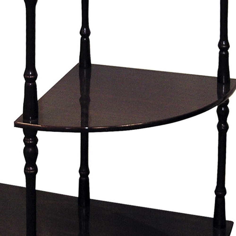 26" Brown Solid And Manufactured Wood Half Circle End Table With Two Shelves By Homeroots | End Tables | Modishstore - 5