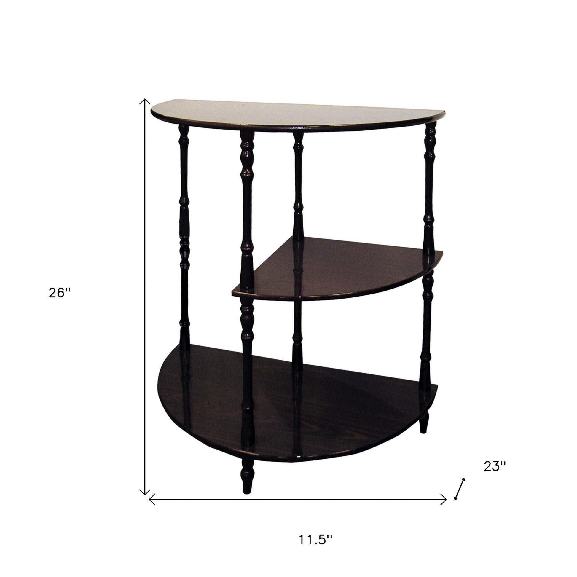 26" Brown Solid And Manufactured Wood Half Circle End Table With Two Shelves By Homeroots | End Tables | Modishstore - 6
