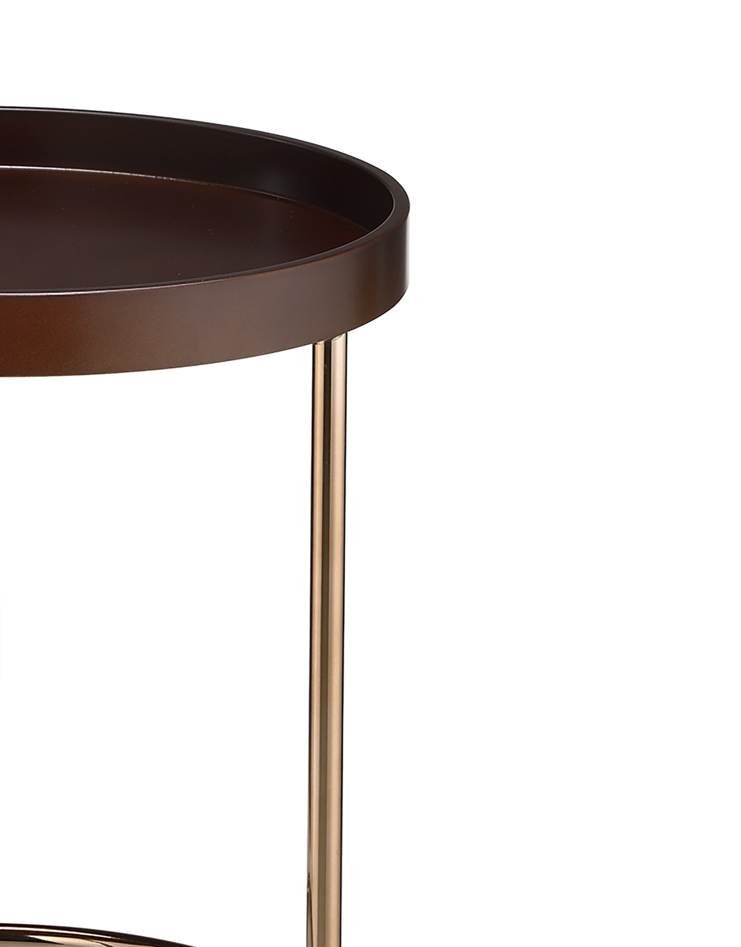 22" Copper And Dark Brown Solid Wood and Metal Round End Table By Homeroots | End Tables | Modishstore - 3