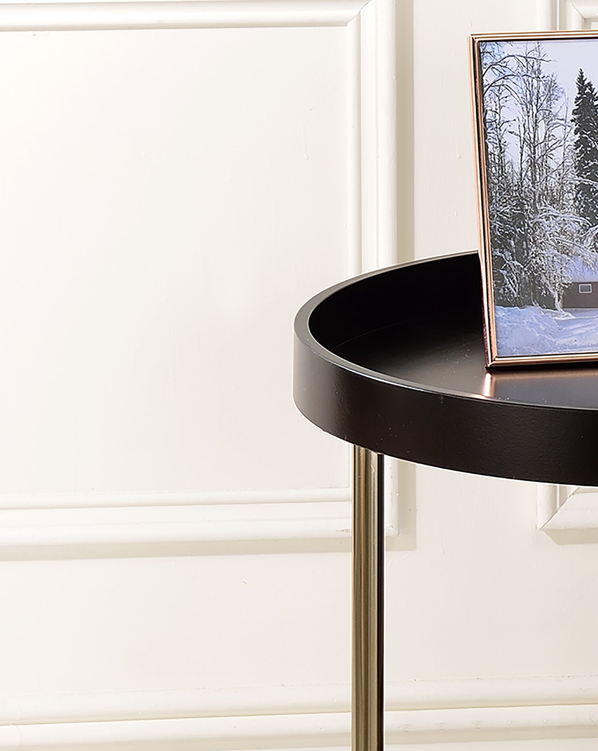 22" Copper And Dark Brown Solid Wood and Metal Round End Table By Homeroots | End Tables | Modishstore - 5