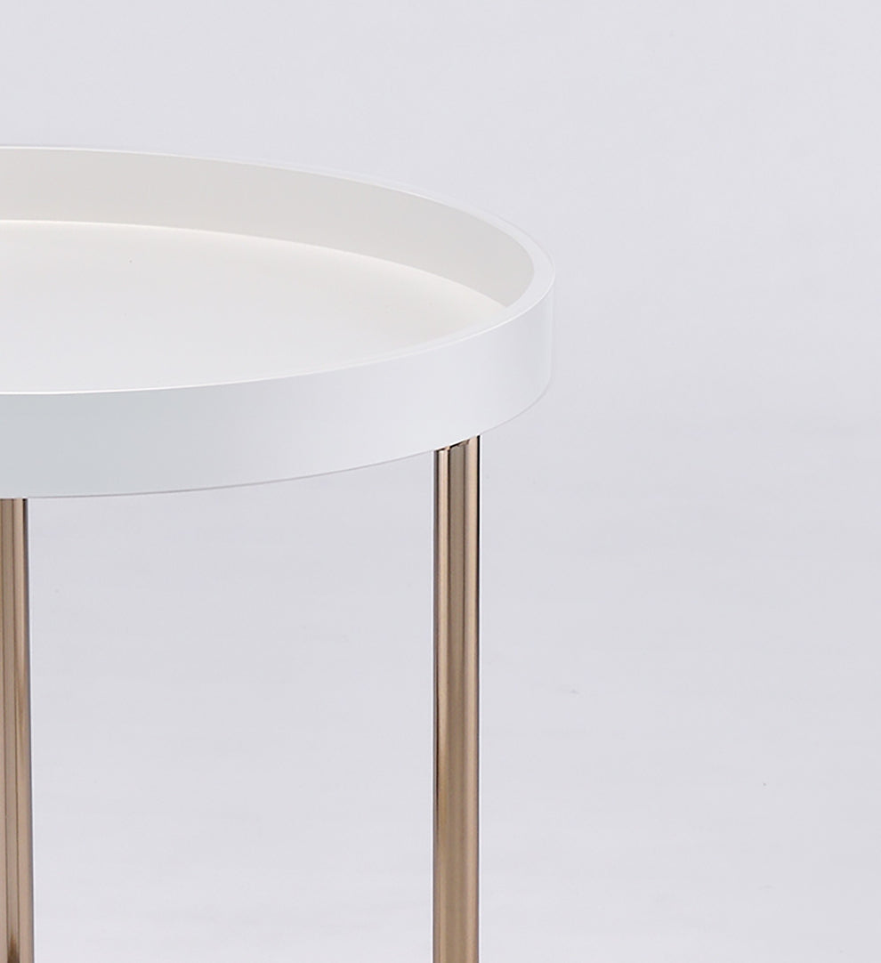 22" Copper And White Solid Wood And Steel Round End Table By Homeroots | End Tables | Modishstore - 4