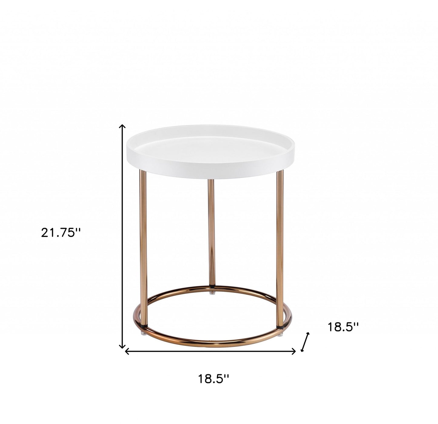 22" Copper And White Solid Wood And Steel Round End Table By Homeroots
