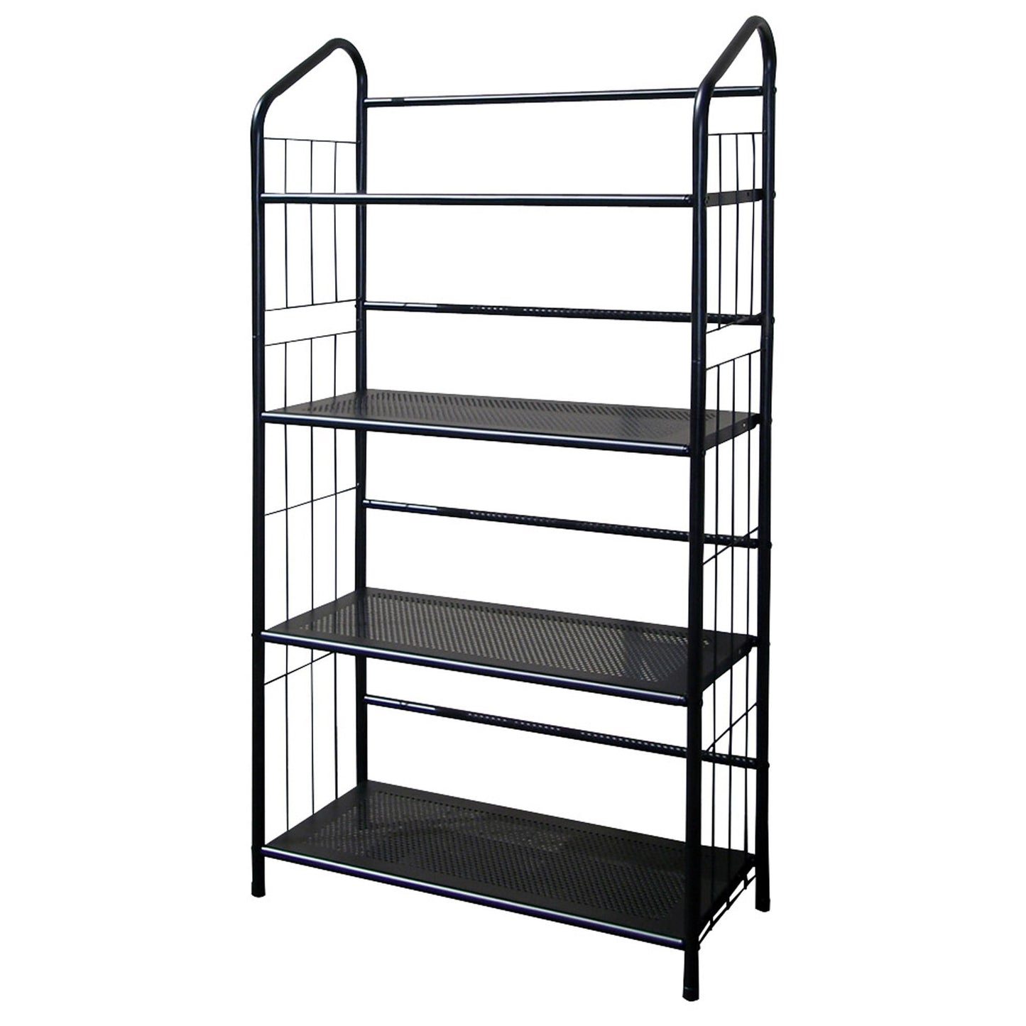 Black Four Shelf Metal Standing Book Shelf By Homeroots | Shelves & Shelving Units | Modishstore
