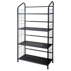 Black Four Shelf Metal Standing Book Shelf By Homeroots