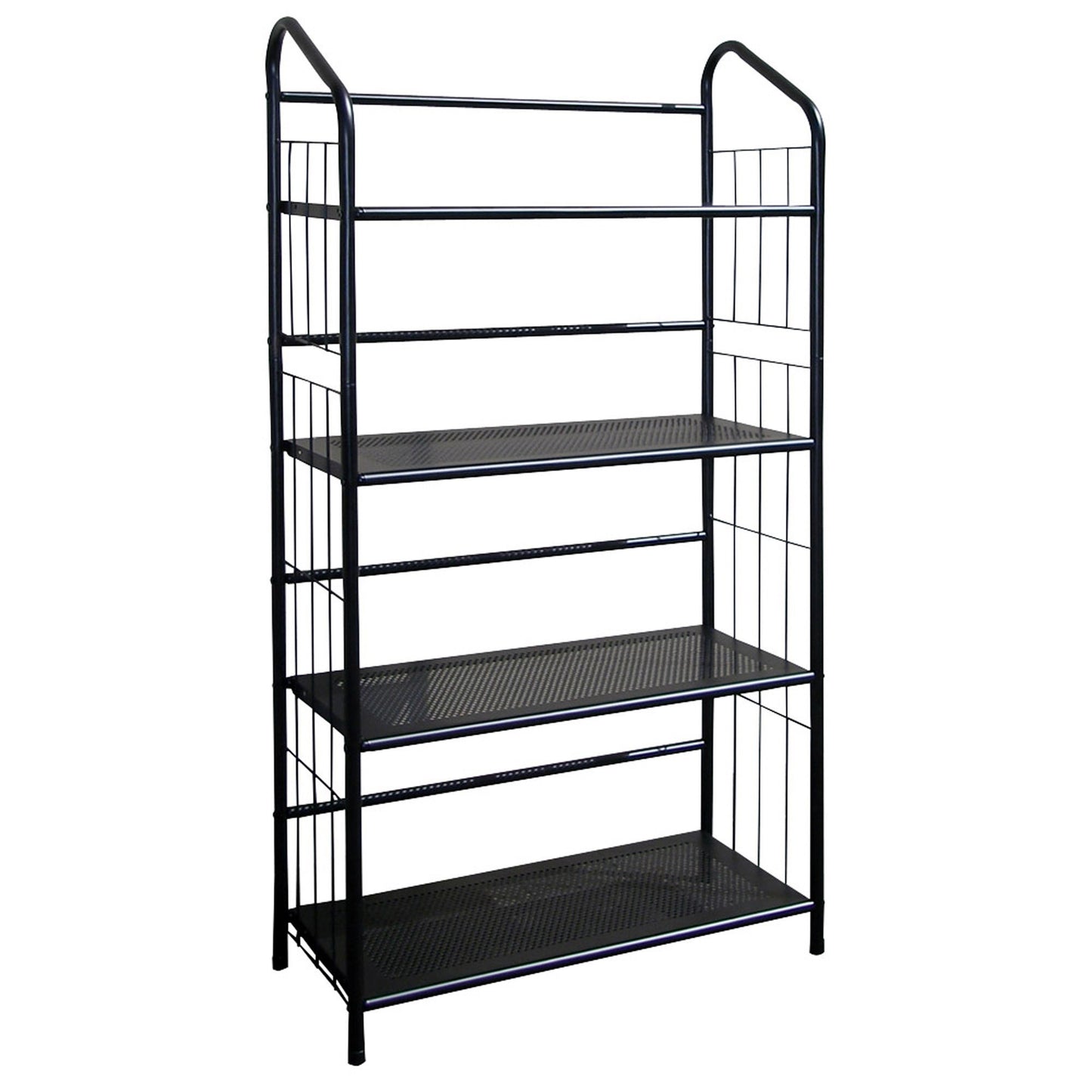 Black Four Shelf Metal Standing Book Shelf By Homeroots | Shelves & Shelving Units | Modishstore - 2
