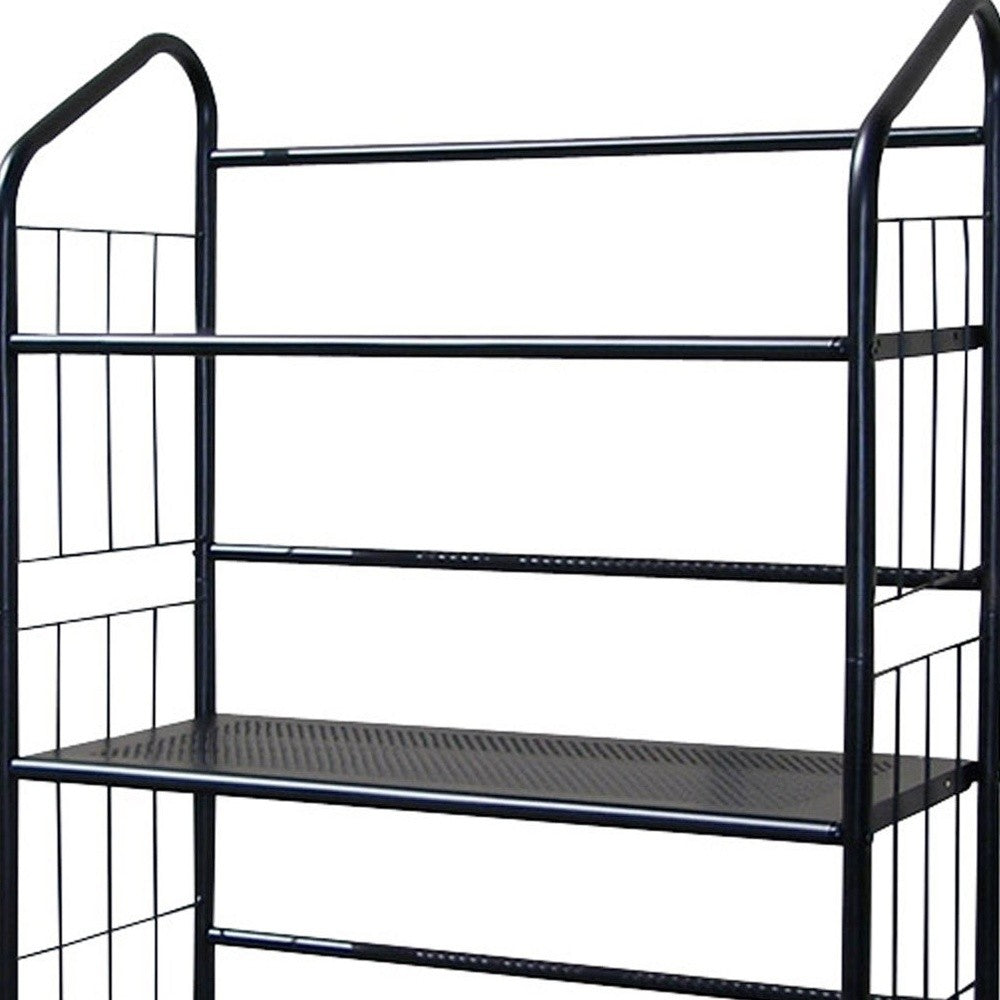 Black Four Shelf Metal Standing Book Shelf By Homeroots | Shelves & Shelving Units | Modishstore - 3