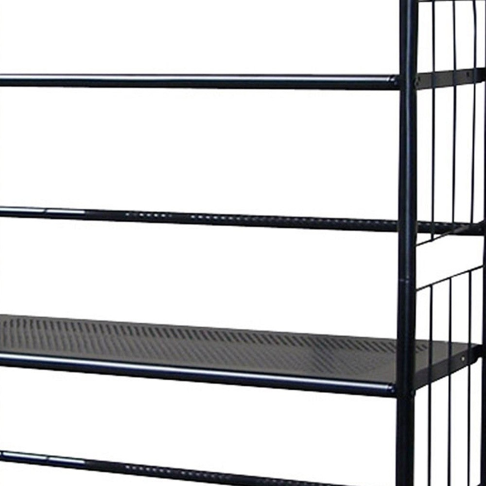 Black Four Shelf Metal Standing Book Shelf By Homeroots | Shelves & Shelving Units | Modishstore - 4