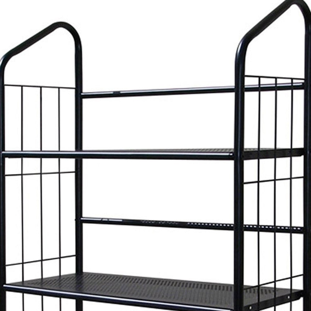 Black Five Shelf Metal Standing Book Shelf By Homeroots | Shelves & Shelving Units | Modishstore - 3
