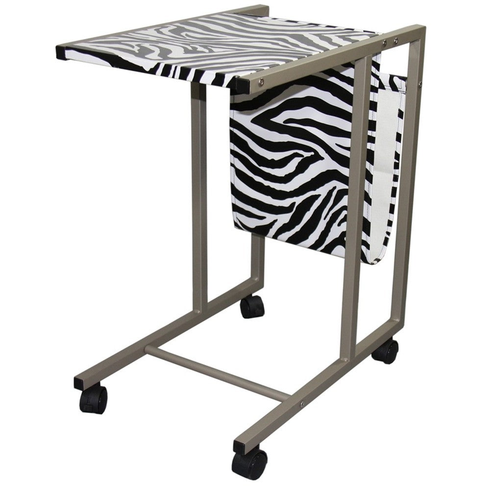 Modern Zebra Print Metal Laptop Cart And Desk By Homeroots | Desks | Modishstore - 3