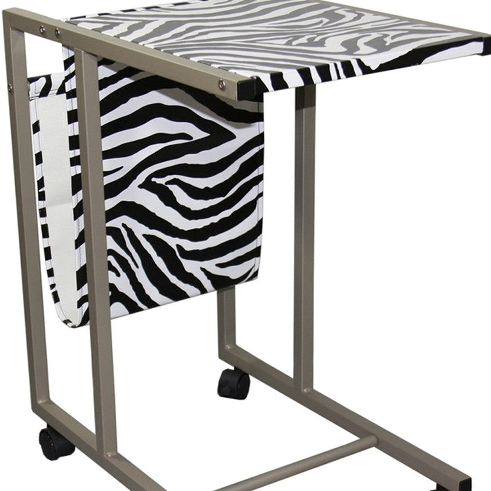 Modern Zebra Print Metal Laptop Cart And Desk By Homeroots | Desks | Modishstore - 4