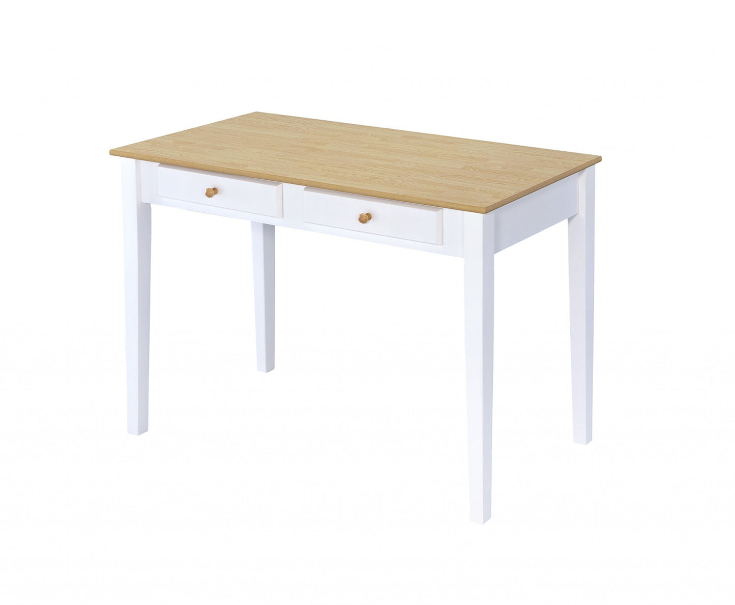 Wood And White Finish Cottage Desk With 2 Drawers By Homeroots | Desks | Modishstore - 2