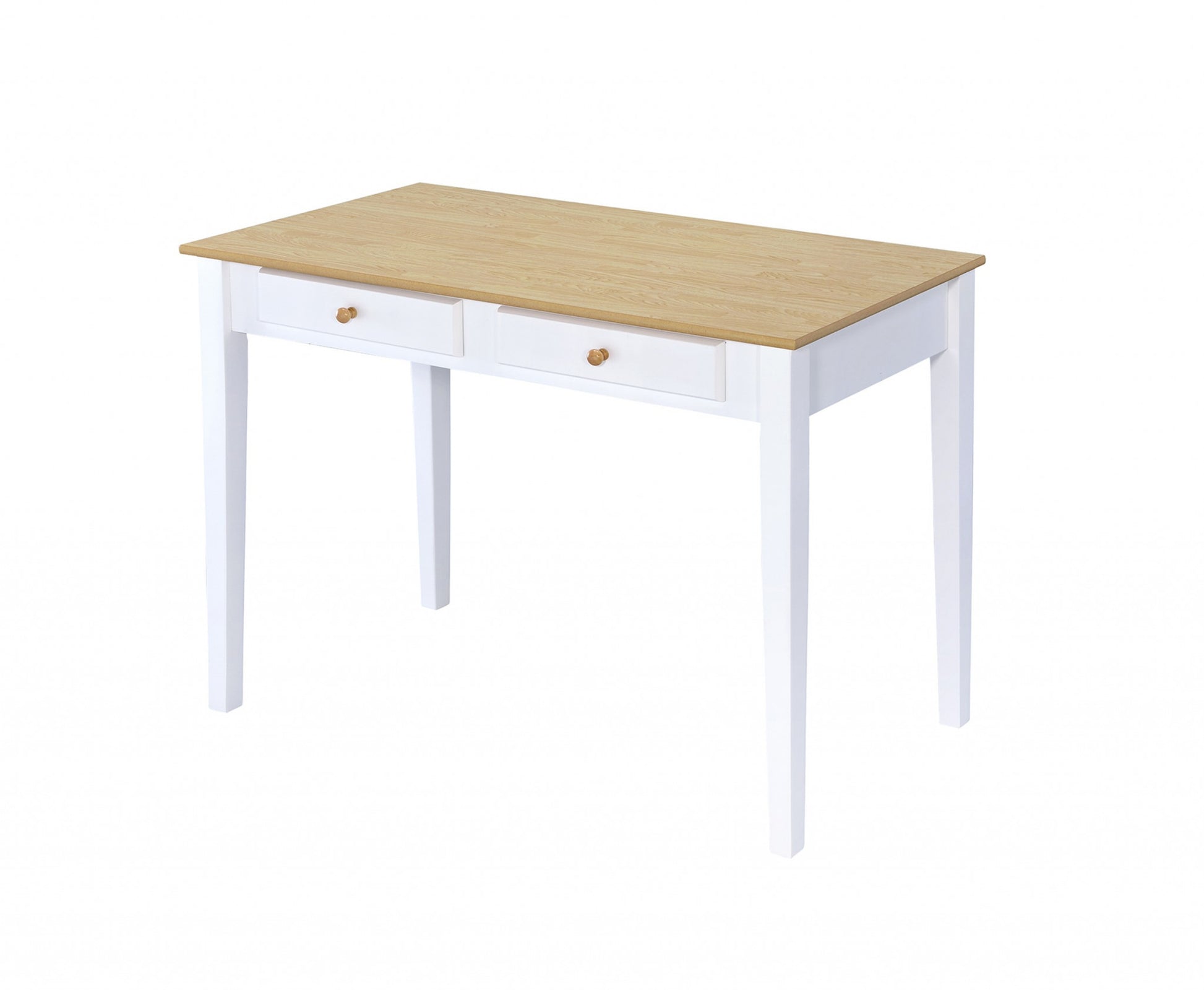 Wood And White Finish Cottage Desk With 2 Drawers By Homeroots | Desks | Modishstore - 2