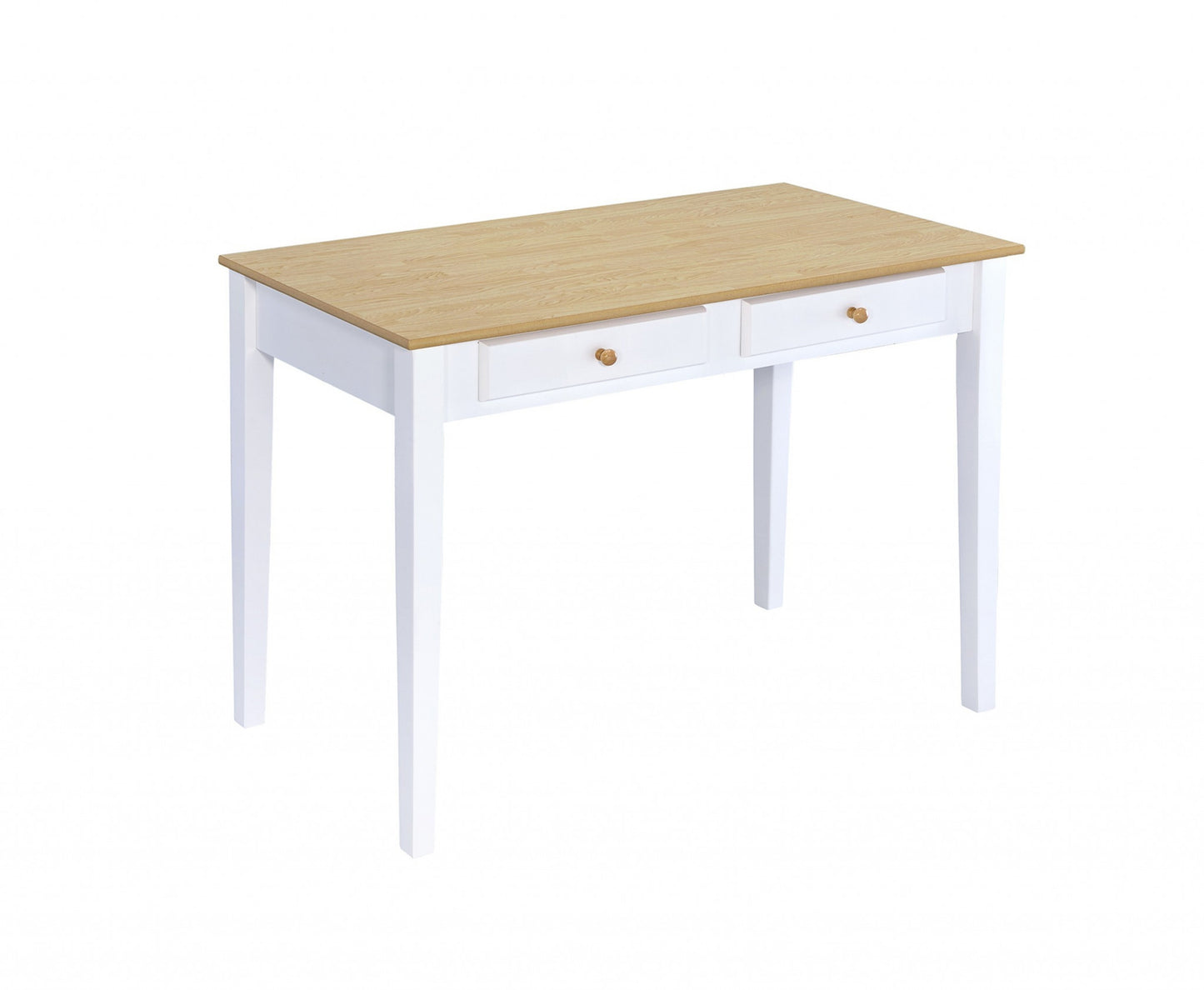 Wood And White Finish Cottage Desk With 2 Drawers By Homeroots | Desks | Modishstore - 3