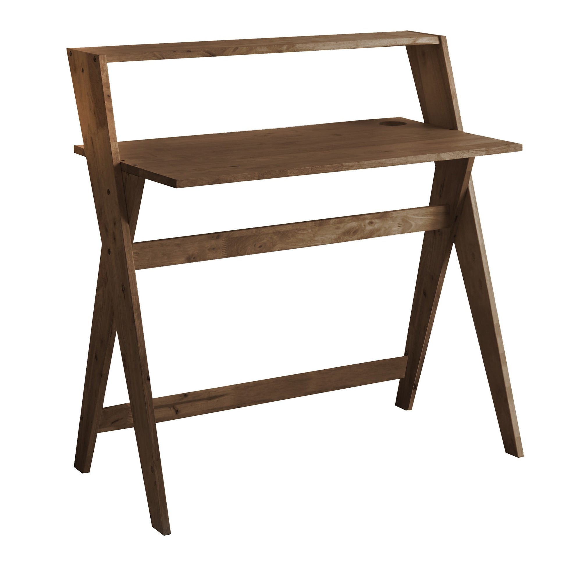 Modern Espresso Wood Crisscross Study Desk By Homeroots | Desks | Modishstore