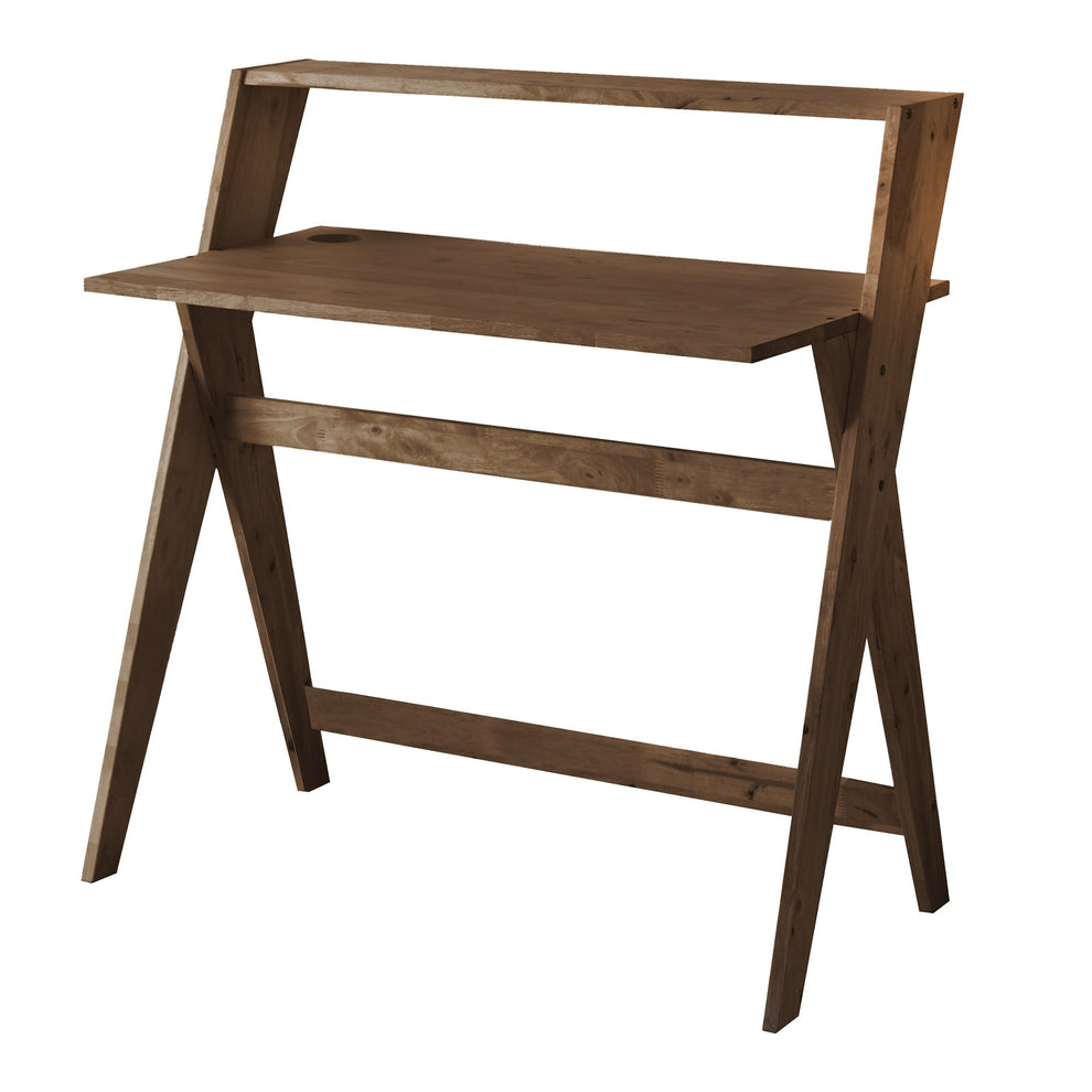Modern Espresso Wood Crisscross Study Desk By Homeroots | Desks | Modishstore - 2