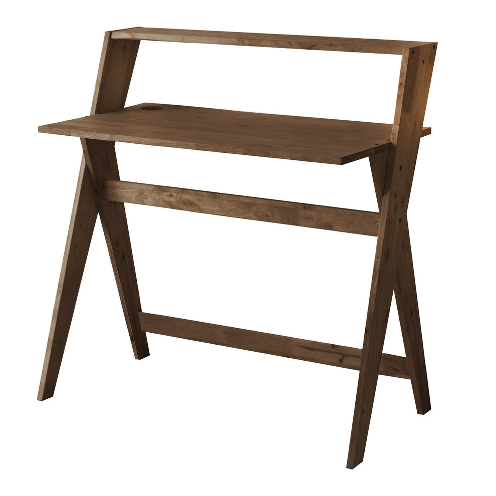 Modern Espresso Wood Crisscross Study Desk By Homeroots | Desks | Modishstore - 3