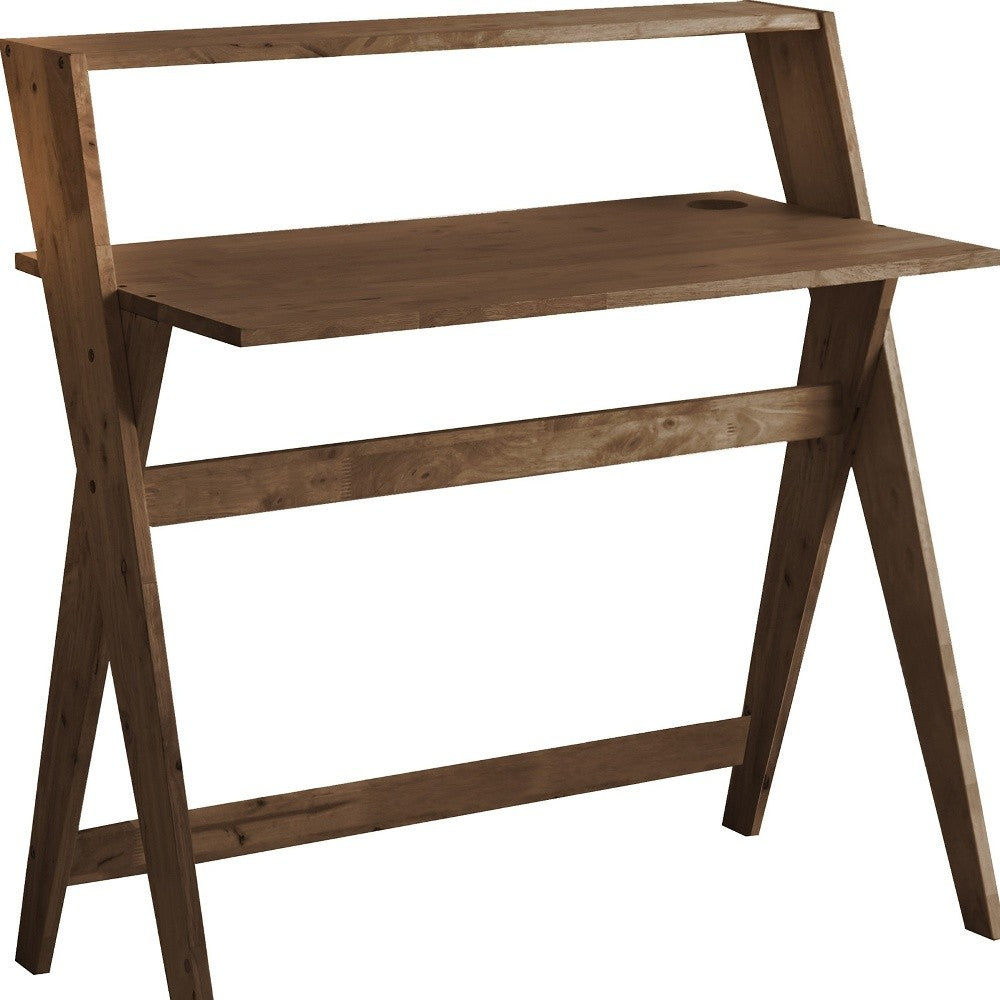 Modern Espresso Wood Crisscross Study Desk By Homeroots | Desks | Modishstore - 4