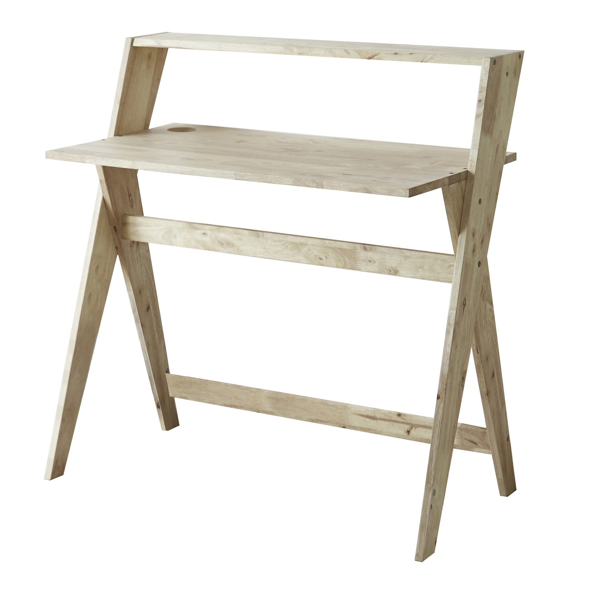Modern Natural Wood Crisscross Study Desk By Homeroots | Desks | Modishstore - 2