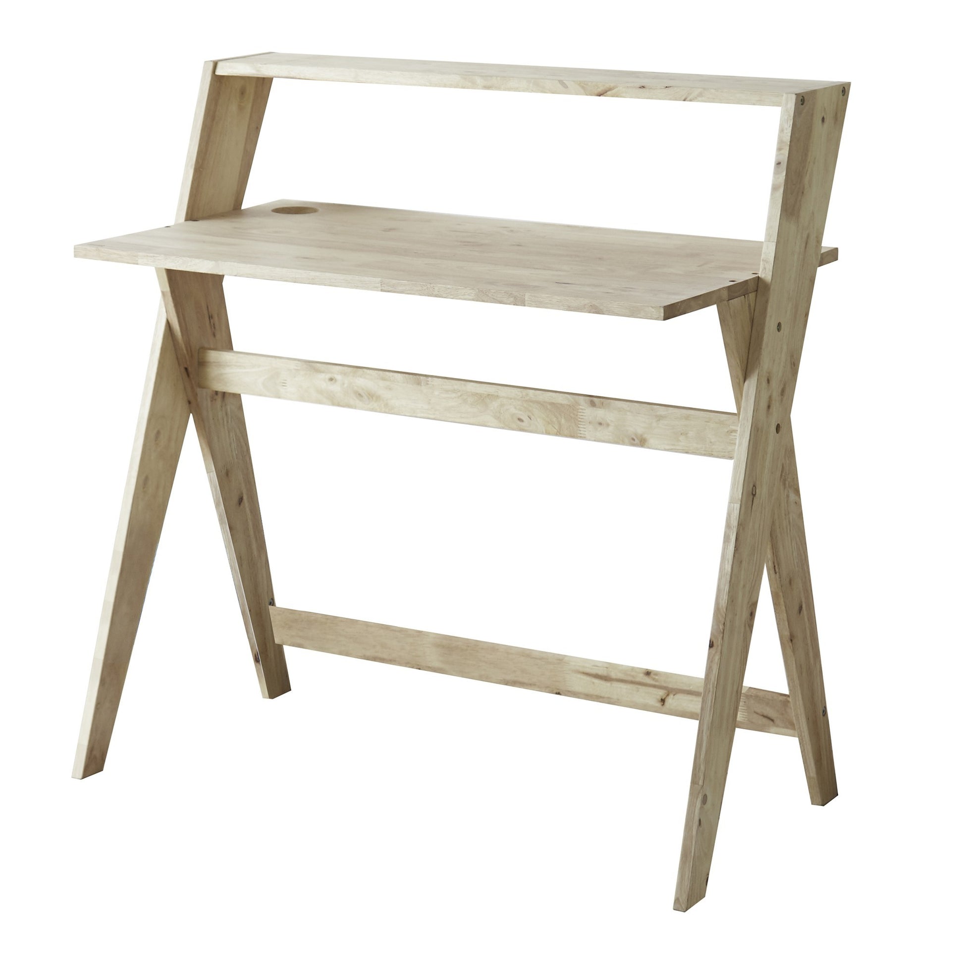 Modern Natural Wood Crisscross Study Desk By Homeroots | Desks | Modishstore - 3