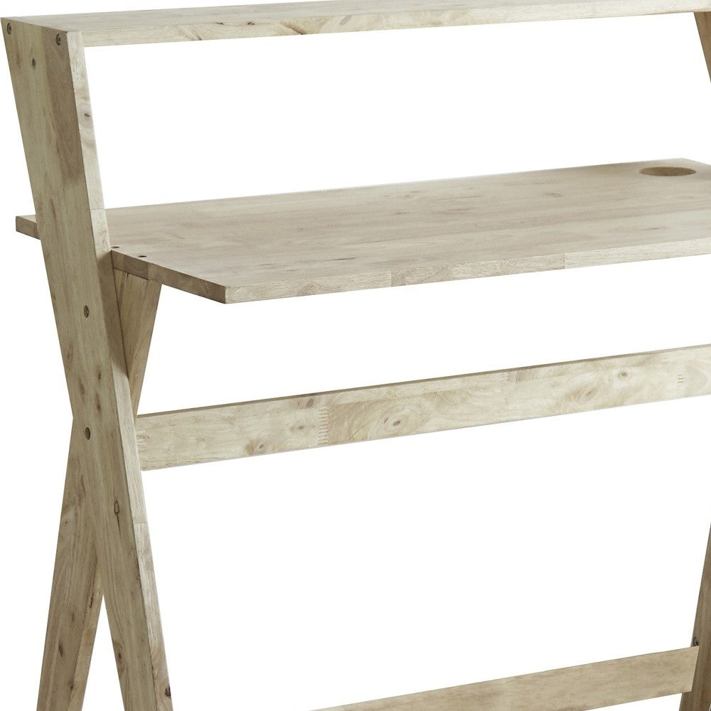 Modern Natural Wood Crisscross Study Desk By Homeroots | Desks | Modishstore - 5
