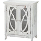 Rustic White Wood And Glass Scrollwork Accent Cabinet By Homeroots | Cabinets | Modishstore - 3