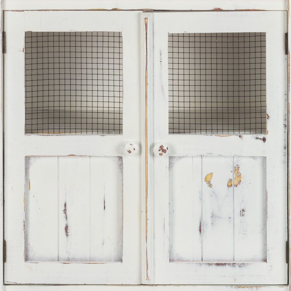 Rustic White Wood And Wire Two Door Accent Cabinet By Homeroots | Cabinets | Modishstore - 5