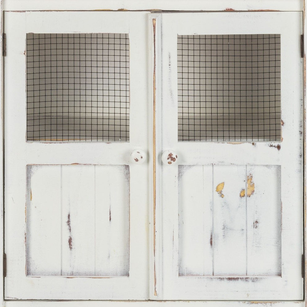 Rustic White Wood And Wire Two Door Accent Cabinet By Homeroots | Cabinets | Modishstore - 5