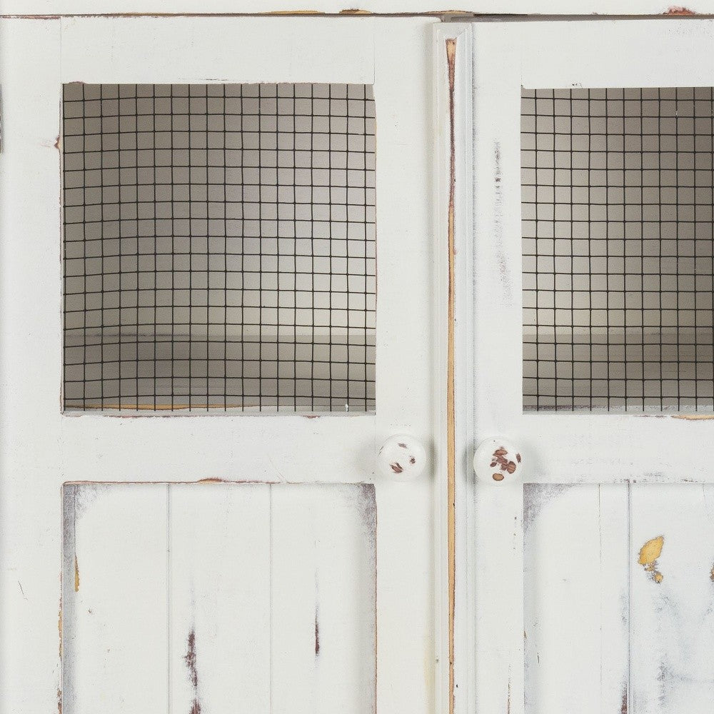 Rustic White Wood And Wire Two Door Accent Cabinet By Homeroots | Cabinets | Modishstore - 6