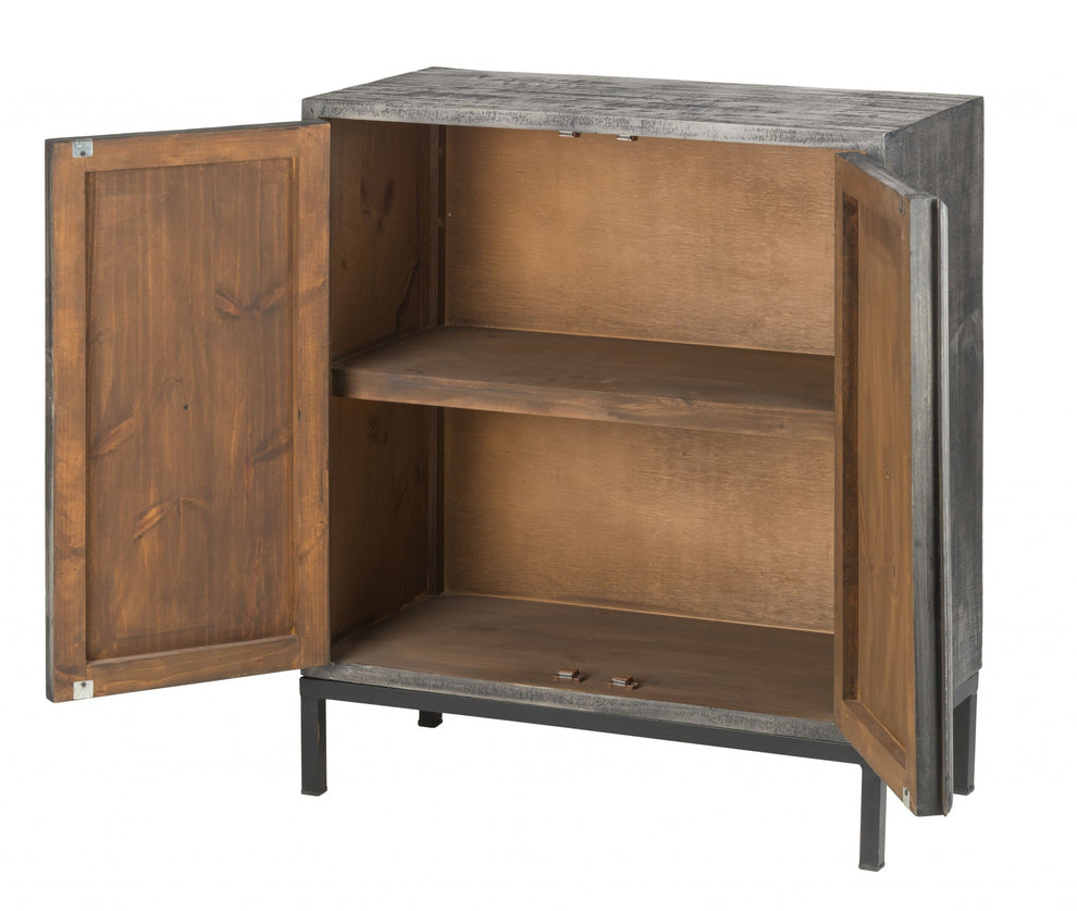 Rustic Gray Wash Scroll Wood Two Door Accent Cabinet By Homeroots | Cabinets | Modishstore - 3