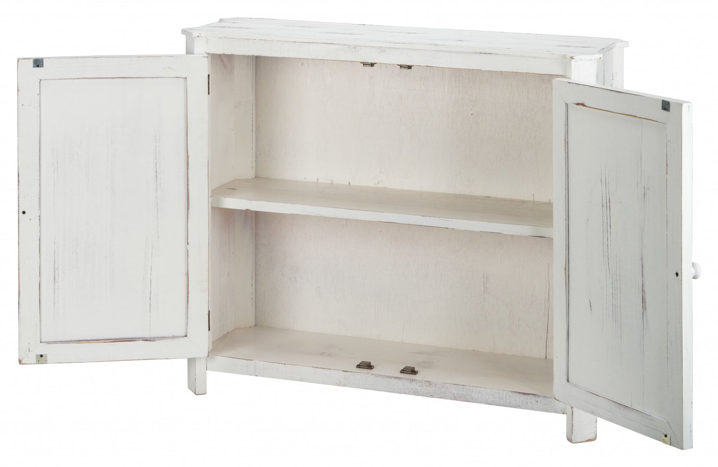 Distressed White Wooden Two Door Accent Cabinet By Homeroots | Cabinets | Modishstore - 3