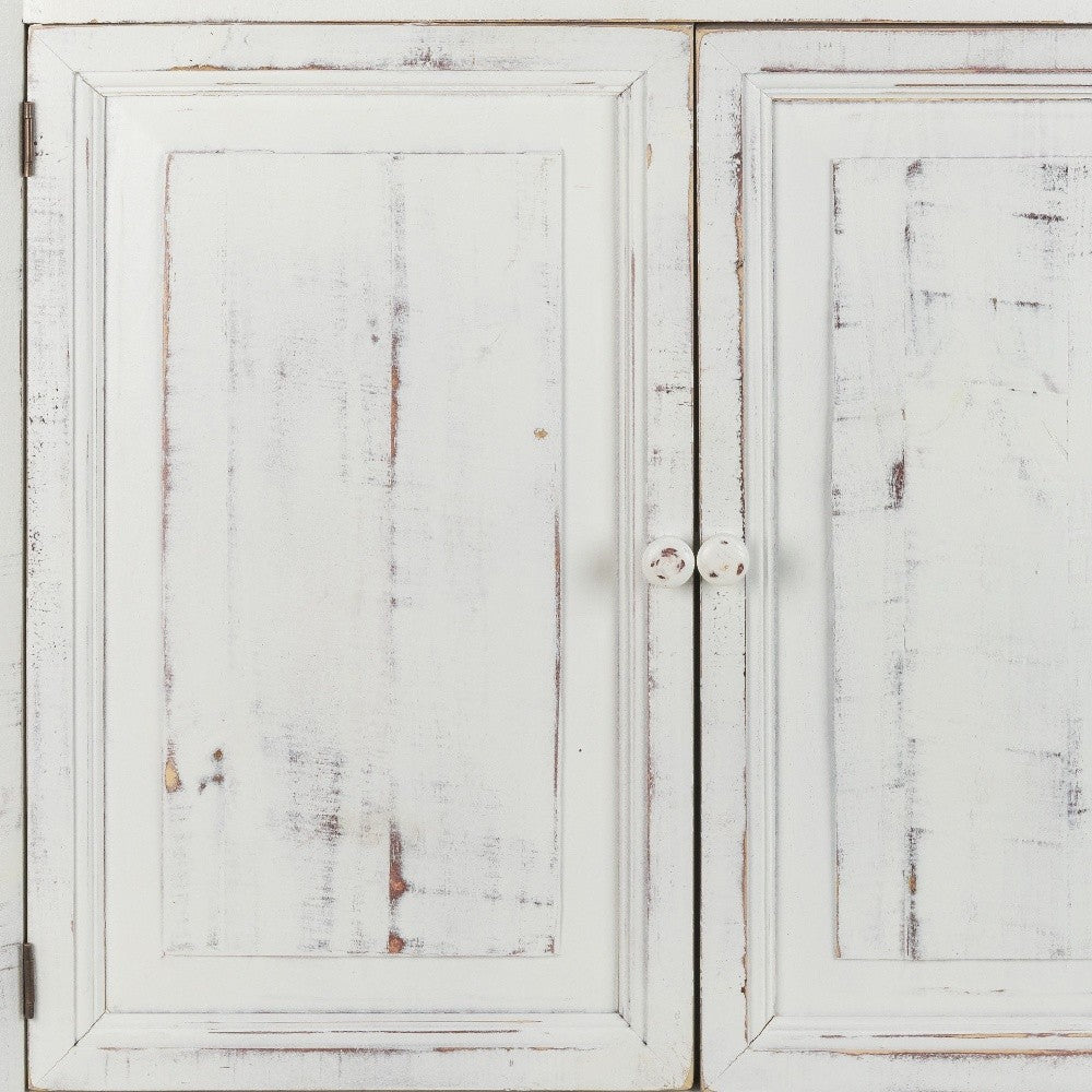 Distressed White Wooden Two Door Accent Cabinet By Homeroots | Cabinets | Modishstore - 5