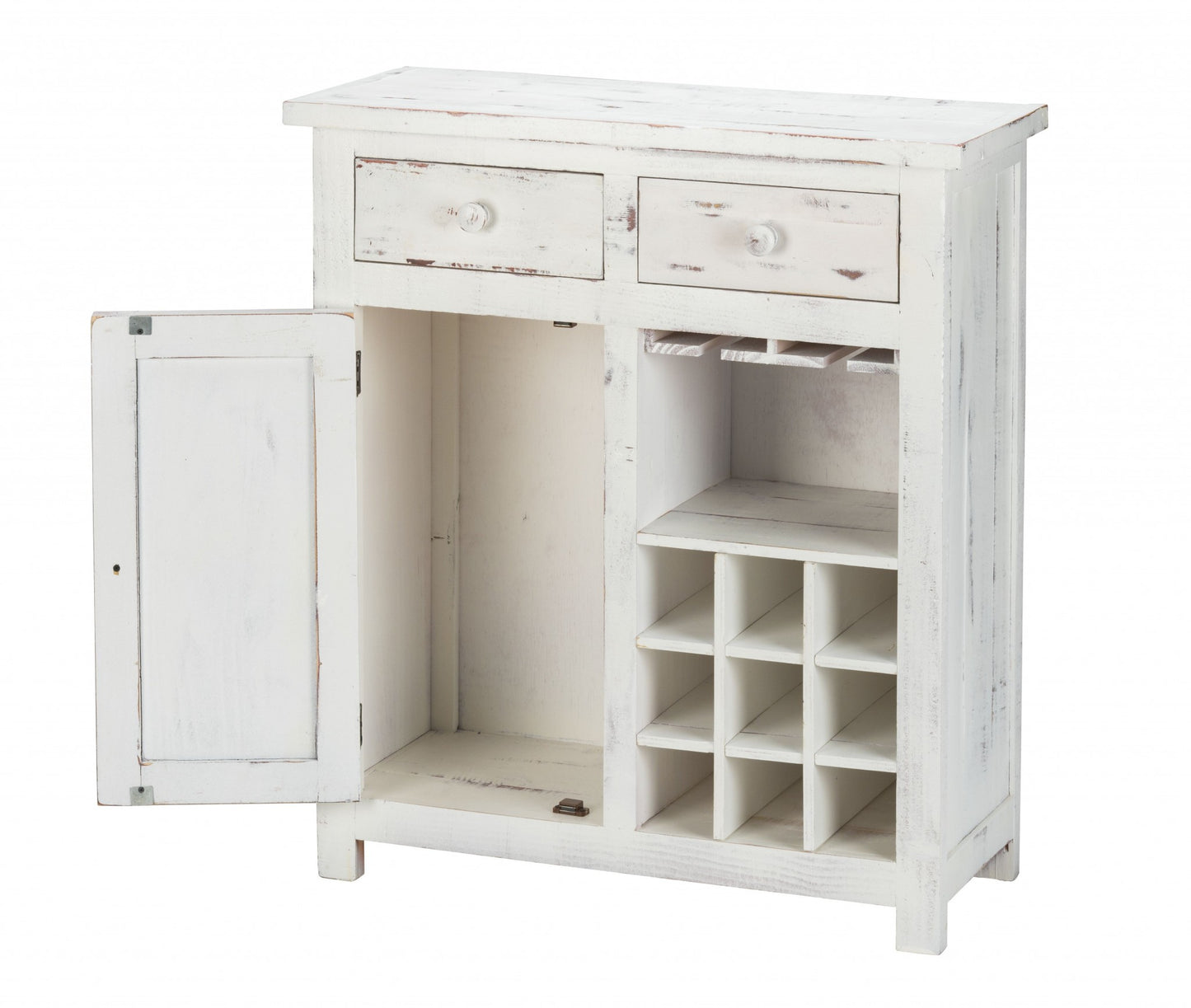 Rustic White Wine Cabinet With Two Drawers By Homeroots | Cabinets | Modishstore - 4