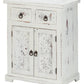 Distressed White Wooden Carved 2 Door And 2 Drawer Cabinet By Homeroots | Drawers | Modishstore - 2