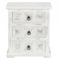 Distressed White Wooden Carved 3 Drawer Cabinet By Homeroots | Drawers | Modishstore
