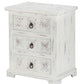 Distressed White Wooden Carved 3 Drawer Cabinet By Homeroots | Drawers | Modishstore - 2