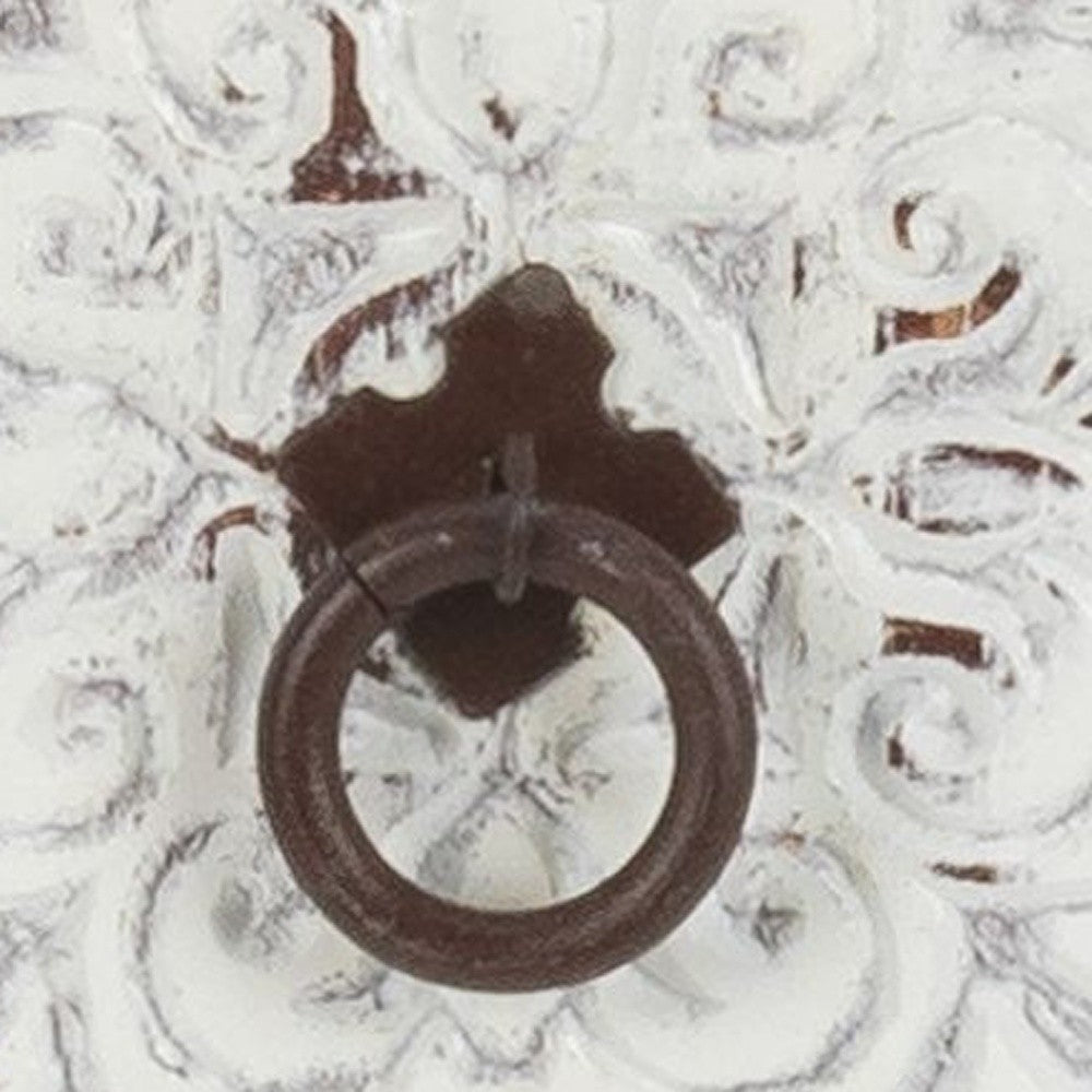 Distressed White Wooden Carved 3 Drawer Cabinet By Homeroots | Drawers | Modishstore - 4