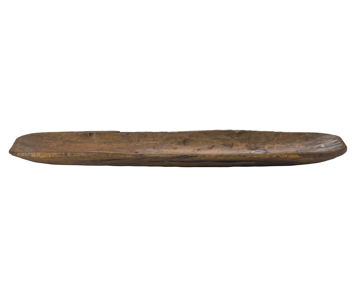 Rustic Brown And Natural Handcarved Wide Oval Centerpiece Bowl By Homeroots | Decorative Bowls | Modishstore