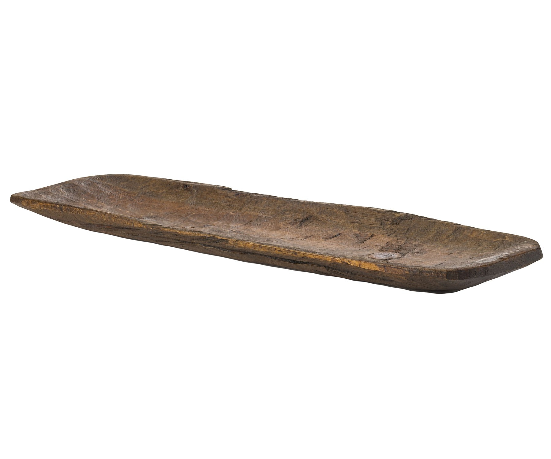 Rustic Brown And Natural Handcarved Wide Oval Centerpiece Bowl By Homeroots | Decorative Bowls | Modishstore - 2