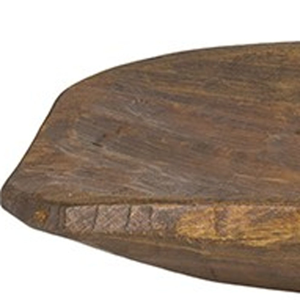 Rustic Brown And Natural Handcarved Wide Oval Centerpiece Bowl By Homeroots | Decorative Bowls | Modishstore - 5