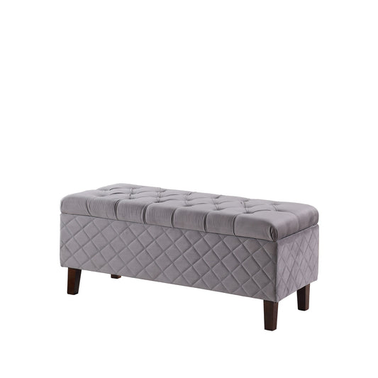 Dove Gray Quilted and Tufted Storage Bench By Homeroots