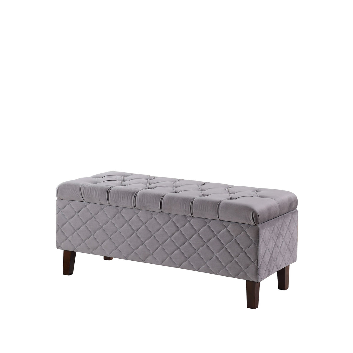 Dove Gray Quilted and Tufted Storage Bench By Homeroots | Benches | Modishstore