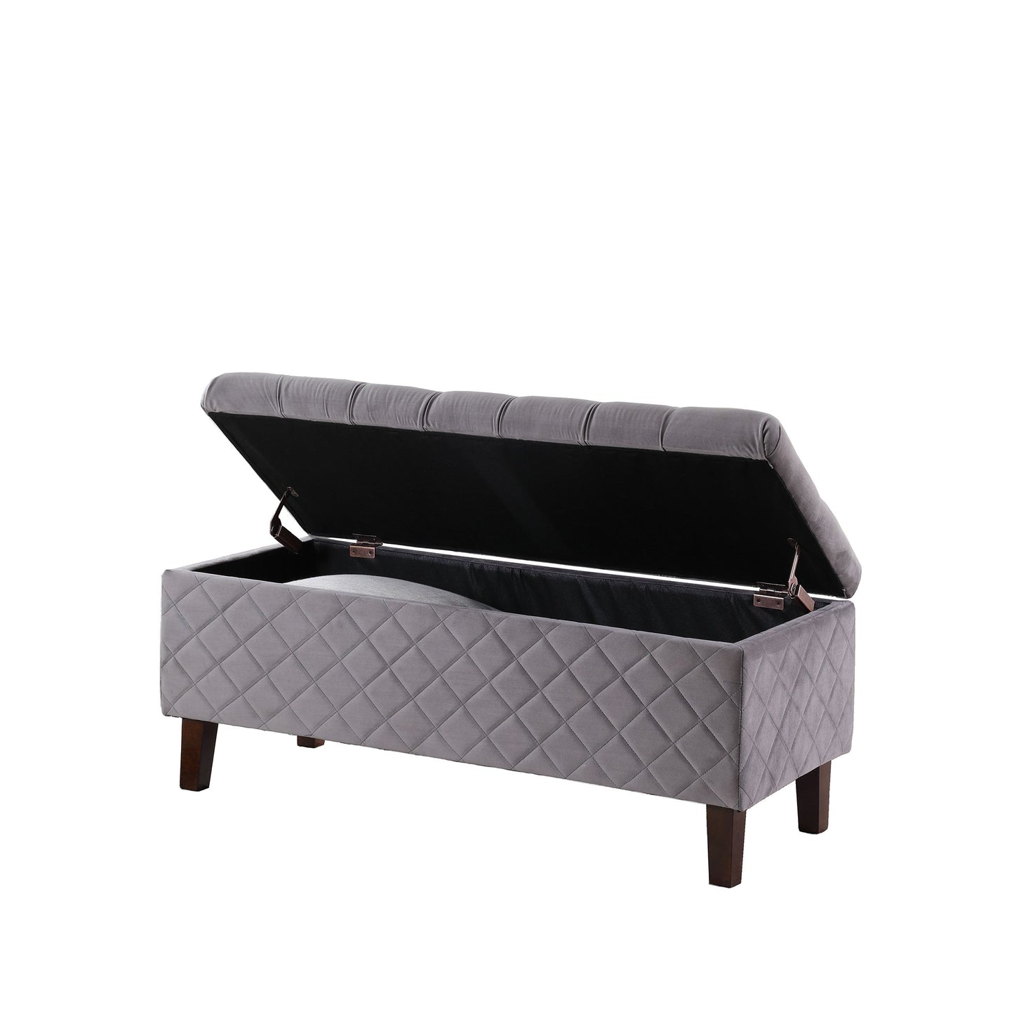 Dove Gray Quilted and Tufted Storage Bench By Homeroots | Benches | Modishstore - 3