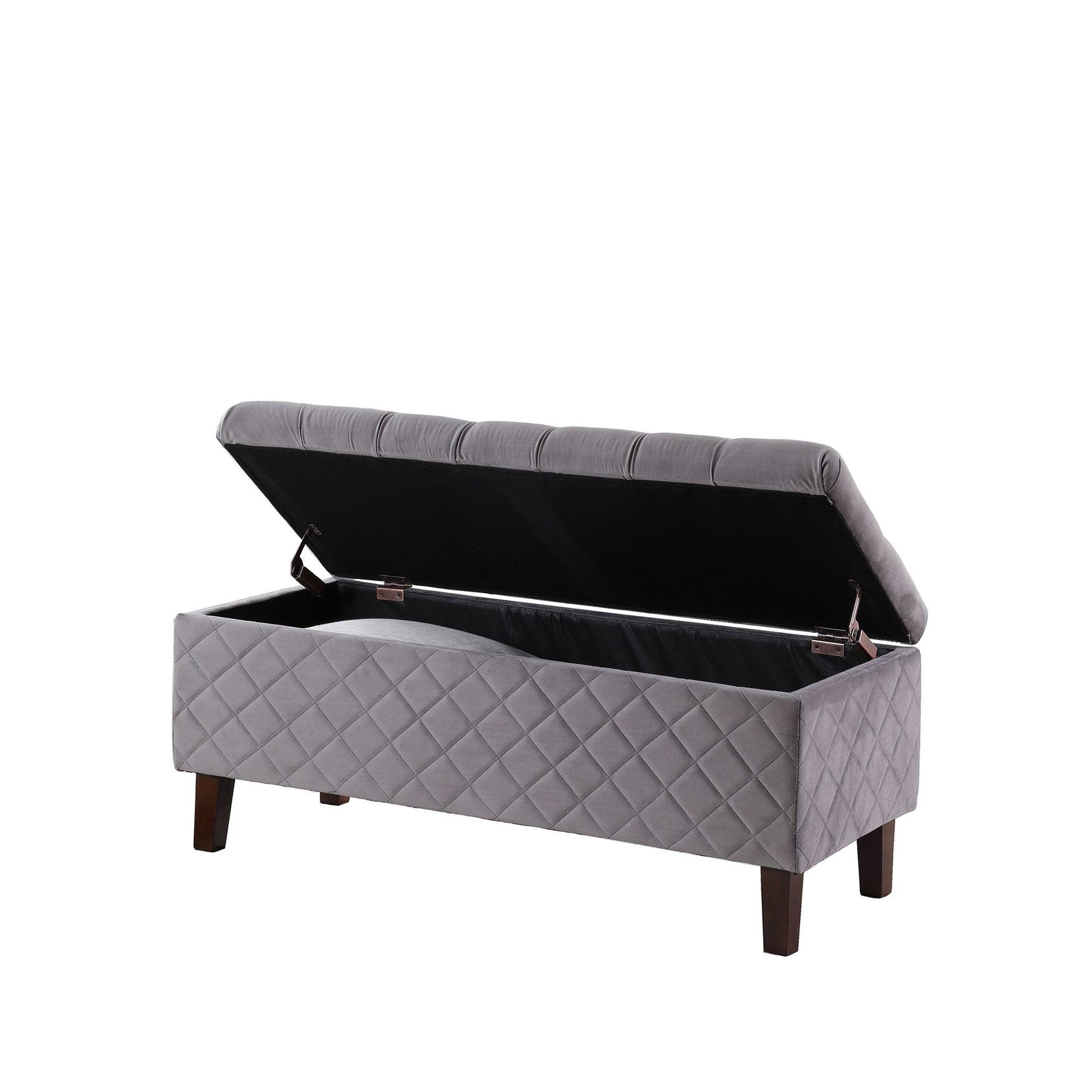 Dove Gray Quilted and Tufted Storage Bench By Homeroots | Benches | Modishstore - 3